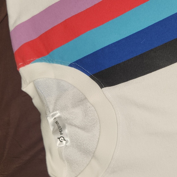 Peloton Large Stripe Cropped Sweatshirt. Vintage Pelo/Unicorn - Picture 2 of 2